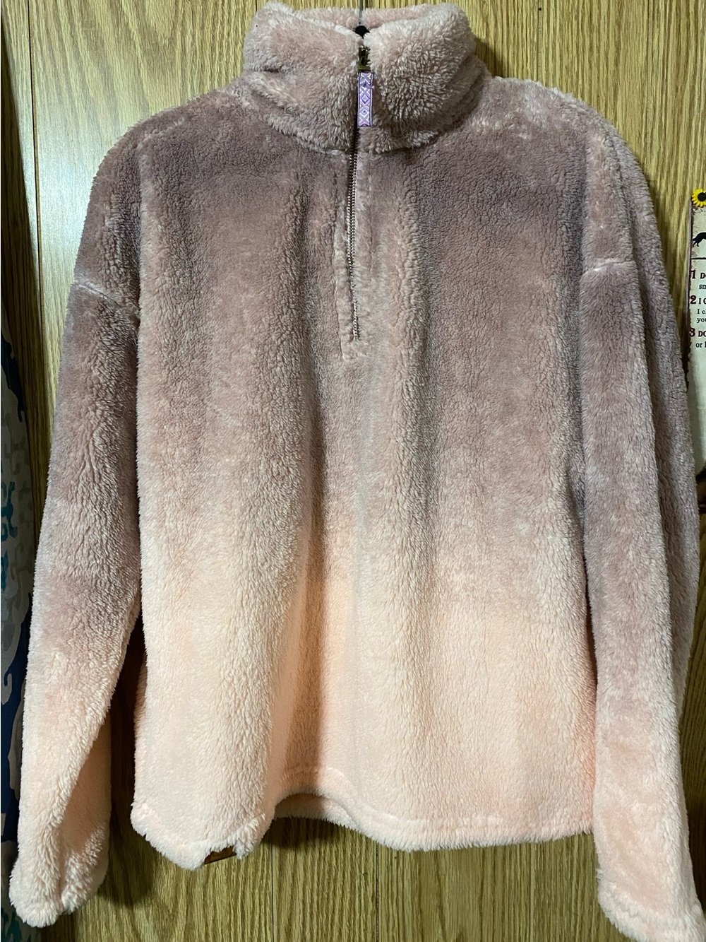 Simply Southern Women’s Fleece Sherpa 1/4 Zip Pullover Size XL Pink/Mauve Ombré